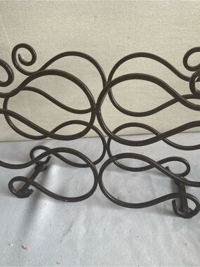 Ornate Brown Metal Wall Hook Panel - Decorative Scroll Design. 15X9 inches